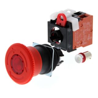 142271-Emergency stop switch, 24 VAC/DC illuminated, 40 mm dia., push-