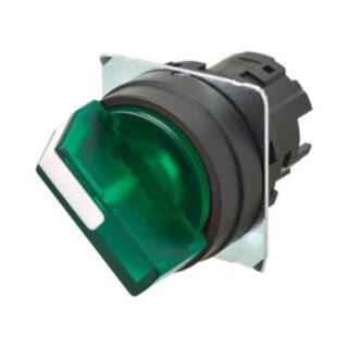 Operatore luminoso, 2 posizioni mantenute, verde, ghiera plastica