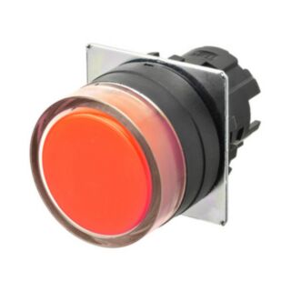 Pushbutton A22NZ 22 dia., bezel plastic, full guard, momentary, cap color opaque red