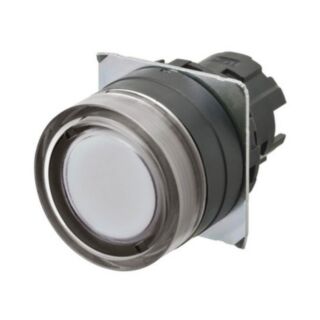 Bouton poussoir A22NZ Ø22, lentille plastique, Protégé, Momentané, Couleur bouton Blanc transparent, Lumineux