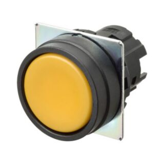 Bouton poussoir A22NZ Ø22, lentille plastique, Plat, Momentané, Couleur bouton Opaque Jaune,