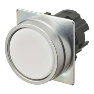 Botoneira 22mm, Metálico, PLANO, MOMENTÂNEO, Opaco BRANCO