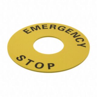 160837-Legend plate, emergency stop, 60 mm dia., round, yellow