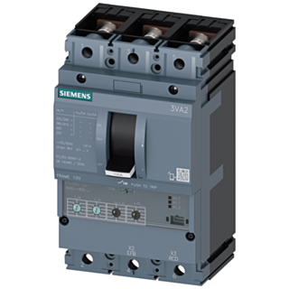 circuit breaker 3VA2 IEC frame 100 breaking capacity class M Icu=55kA @ 415V 3-pole, line protection ETU350, LSI, In=40A overload protection Ir=16A...