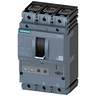 circuit breaker 3VA2 IEC frame 100 breaking capacity class H Icu=85kA @ 415V 3-pole, line protection ETU350, LSI, In=40A overload protection Ir=16A...