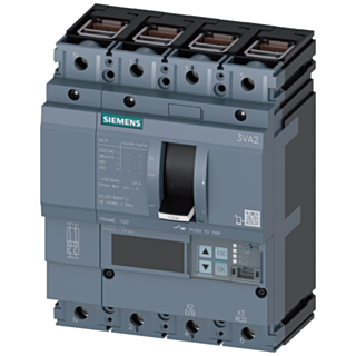 circuit breaker 3VA2 IEC frame 100 breaking capacity class M Icu=55kA @ 415V 4-pole, line protection ETU850, LSI, In=63A overload protection Ir=25A...