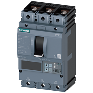circuit breaker 3VA2 IEC frame 100 breaking capacity class M Icu=55kA @ 415V 3-pole, line protection ETU860, LSIG, In=40A overload protection Ir=16...