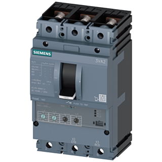 circuit breaker 3VA2 IEC frame 160 breaking capacity class M Icu=55kA @ 415V 3-pole, line protection ETU350, LSI, In=40A overload protection Ir=16A...
