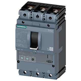 circuit breaker 3VA2 IEC frame 250 breaking capacity class  E Icu=200 kA @ 415 V 3-pole, line protection ETU320,  LI, In=250A overload protection I...