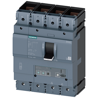circuit breaker 3VA2 IEC frame 400 breaking capacity class H Icu=85kA @ 415V 4-pole, line protection ETU320, LI, In=400A overload protection Ir=160...