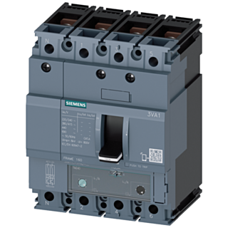 circuit breaker 3VA1 IEC frame 160 breaking capacity class H Icu=70kA @ 415V 4-pole, line protection TM240, ATAM, In=80A overload protection Ir=56A...