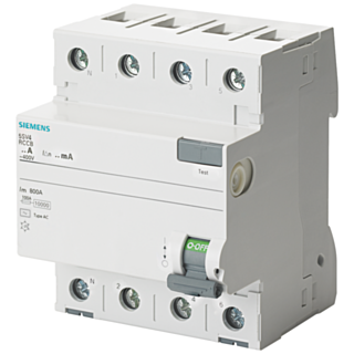 RCCB, 4-pole, type AC, In: 25 A, 30 mA, Un AC: 400 V, N left