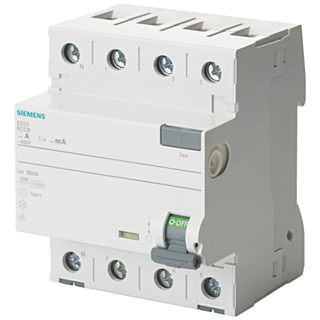 RCCB, 4-pole, type A, In: 25 A, 30 mA, Un AC: 400 V, N left
