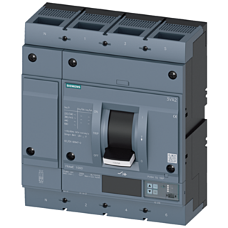 circuit breaker 3VA2 IEC frame 1000 breaking capacity class M Icu=55kA @ 415V 4-pole, line protection ETU860, LSIG, In=1000A overload protection Ir...