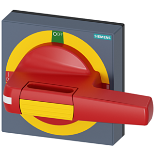 Handle with masking plate EMERGENCY OFF, size 100x 100, for shaft 8x 8, I-0-II