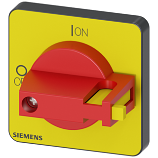 selector switch, red / yellow 48x48 mm Front plate mounting Central hole mounting 22.5mm for shaft 6x6 mm, accessory for Load disconnector 3LD3