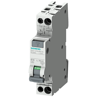 RCBO compact 1-pole+N 6 kA type AC 30 mA C6