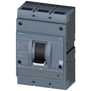circuit breaker 3VA1 IEC frame 1000 breaking capacity class M Icu=55kA @ 415V 3-pole, starter protection TM120M, AM, In=800A without overload prote...