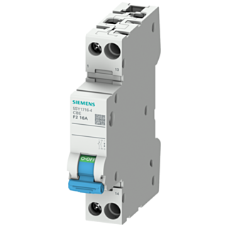 Circuit breaker for equipment 1-pole with auxiliary switch NO contact characteristic F2, 10 A