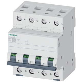 Miniature circuit breaker 400 V 6 kA, 4-pole, C, 3 A