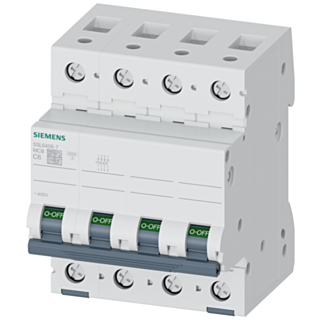 Miniature circuit breaker 400 V 6 kA, 4-pole, C, 6 A