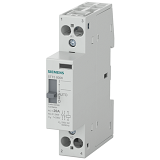 Insta contactor, 0/1/Automatic with 2 NO contacts, contact for 230 V AC, 400 V 20 A