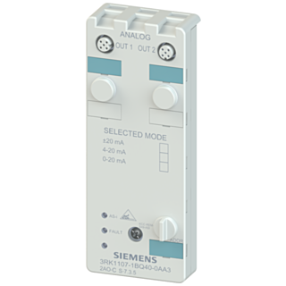 AS-i compact module, IP67 analog, 2 AQ, number format S7, 2x1 output (M12), 4-20 mA
