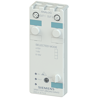 AS-i compact module, IP67 analog, 2 AQ, number format S7 2x output (M12), +/- 10 V