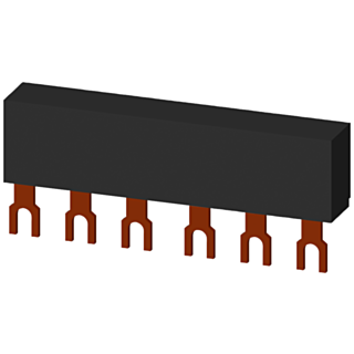 3-ph. busbars modular spacing 45 mm for 2 switches, connections in fork shape