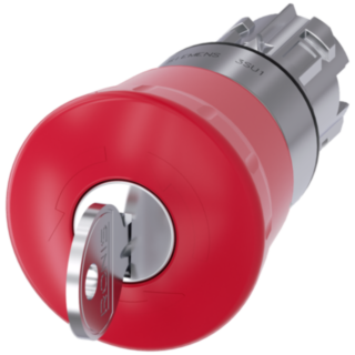 Emergency stop mushroom pushbutton, 22 mm, round, metal, high gloss, red, with RONIS lock