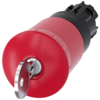 Emergency stop mushroom pushbutton, 22 mm, round, plastic, red, with Siemens lock
