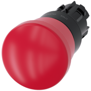 Emergency stop mushroom pushbutton, 22 mm, round, plastic, red
