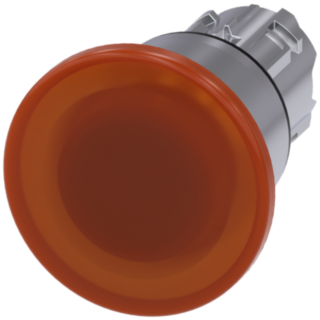 Mushroom pushbutton, illuminated, 22 mm, round, metal, high gloss, amber