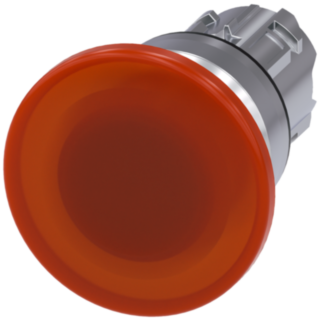 Mushroom pushbutton, illuminated, 22 mm, round, metal, high gloss, amber, 40 mm
