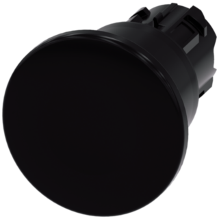 Mushroom pushbutton, 22 mm, round, plastic, black