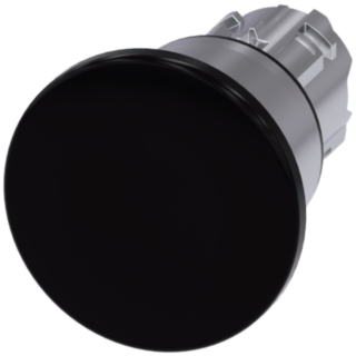 Mushroom pushbutton, 22 mm, round, metal, high gloss, black