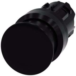 Mushroom pushbutton, 22 mm, round, plastic, black, 30 mm