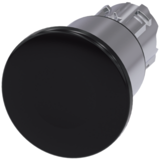 Mushroom pushbutton, 22 mm, round, metal, high gloss, black