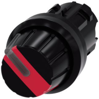 Toggle switch, illuminable, 22 mm, round, plastic, red, rotary knob