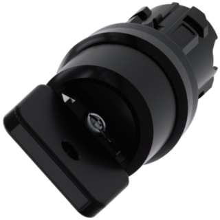 Key-operated switch O.M.R, 22 mm, round, plastic, black, key removal O