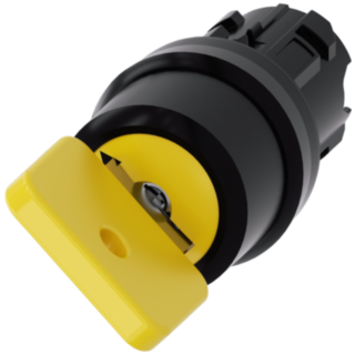 Key-operated switch O.M.R, 22 mm, round, plastic, yellow, key removal O