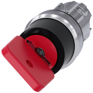 Key-operated switch O.M.R, 22 mm, round, metal, high gloss, red, key removal O