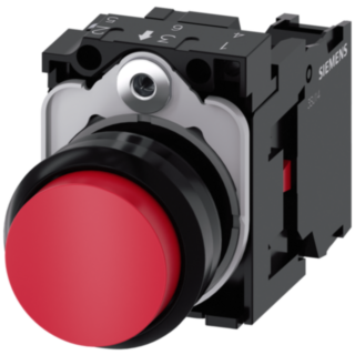 Pushbutton, 22 mm, round, plastic, red, button, 1 NC