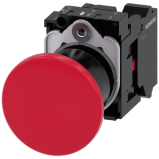 Mushroom pushbutton, 22 mm, round, plastic, red, 1 NC