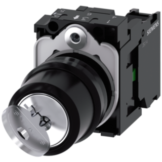 Key-operated switch RONIS, 22 mm, round, plastic, key removal O+I, 1 NO