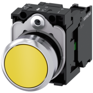 Pushbutton, 22 mm, round, metal, high gloss, yellow, button, 1 NO
