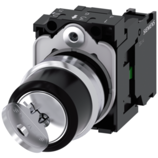Key-operated switch RONIS, 22 mm, round, metal, high gloss, key removal O+I