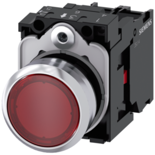 Pushbutton, illuminated, 22 mm, round, metal, high gloss, red, button, 1 NC