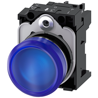 Indicator light, 22 mm, round, metal, high gloss, blue, lens, smooth, 24 V AC/DC