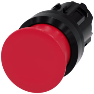 Mushroom pushbutton, 22 mm, round, plastic, red, 30 mm